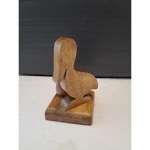 Wood Carved Pelican Candle‎ Holder Folk Art Sculpture Bird Decor 5" Tall